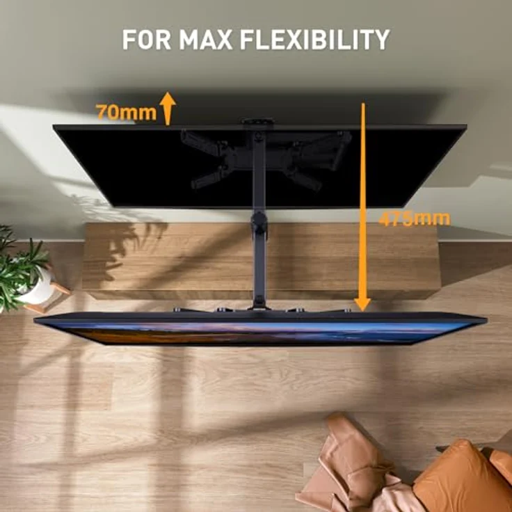 Perlegear TV Wandhalterung Schwenkbar Neigbar - Ausziehbar TV Halterung Curved 4K LED LCD OLED Flachbildfernseher, TV Wandhalter 58-140cm 23-55 Zoll TV, VESA 75x75mm-400x400mm, 1.8m HDMI Kabel, Schwarz – Bild 4