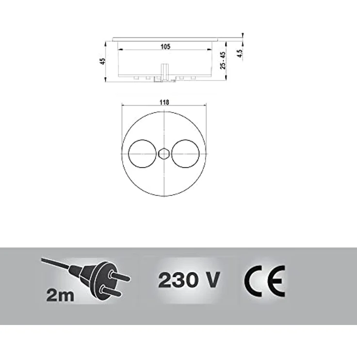 HPF Steckdosenelement Duplex 2 STK. Schukosteckdosen, elektrisch abdeckbar, Edelstahl, Schwarz – Bild 3