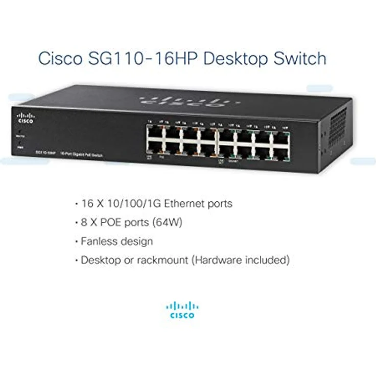 CISCO 16-Port PoE Gigabit Switch SG110-16HP – Bild 4