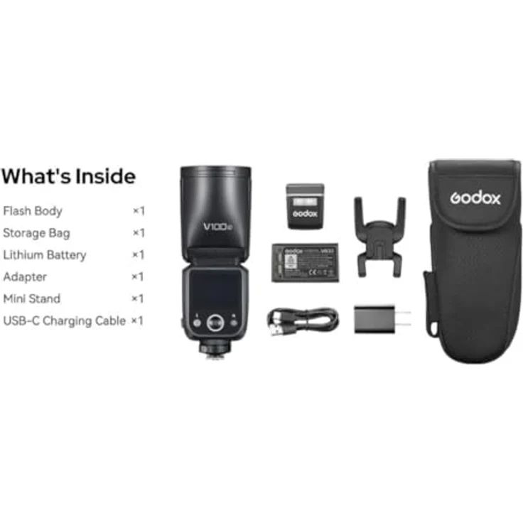 Godox V100 100 W On-Kamera-Blitz für Canon mit 5,8 cm (2,3 Zoll) Vollfarb-Touchscreen, 2,4 G kabelloser Synchronisation und leistungsstarkem Akku (schwarz) – Bild 5