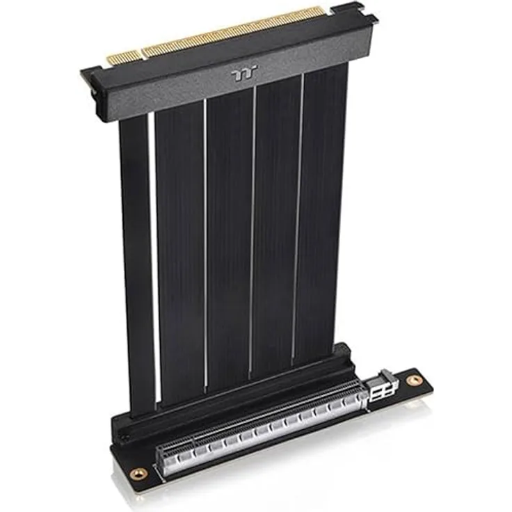 Thermaltake PCI-E 4.0 Dual 90° Riser Cable 130mm Black - Ultimatives Hochgeschwindigkeitskabel mit 2x 90°Adapter und EMI-Abschirmung - Preisvergleich