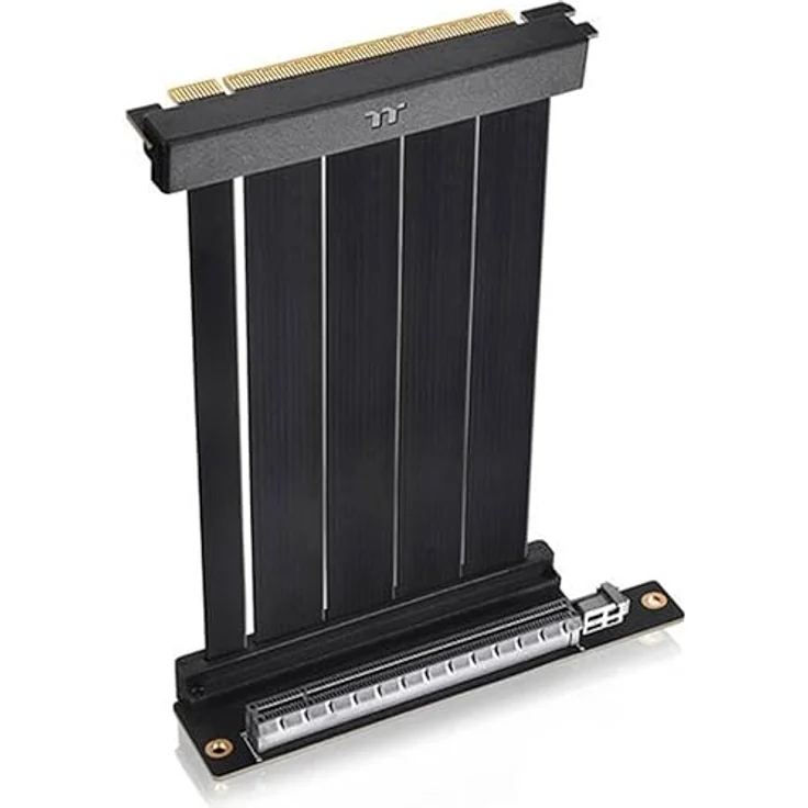 Thermaltake PCI-E 4.0 Dual 90° Riser Cable 130mm Black - Ultimatives Hochgeschwindigkeitskabel mit 2x 90°Adapter und EMI-Abschirmung - Preisvergleich – Bild 1