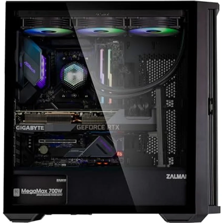 ZALMAN Z10 Midi Tower PC-Gehäuse, Schwarz, ATX/Mini-ATX/Mini-ITX, mit gehärtetem Glas, 3x 140mm Lüfter für Gaming – Bild 3