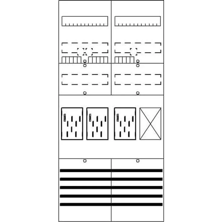 Striebel & John Zählerfeld BF27B31, elektrischer Haushaltszähler (eHZ) für 3 Zählerplätze, grau, IP2XC, 500mm breit, 1050mm hoch