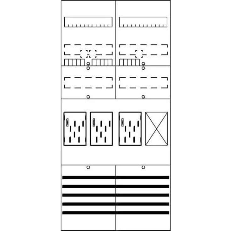 Striebel & John Zählerfeld BF27B31, elektrischer Haushaltszähler (eHZ) für 3 Zählerplätze, grau, IP2XC, 500mm breit, 1050mm hoch