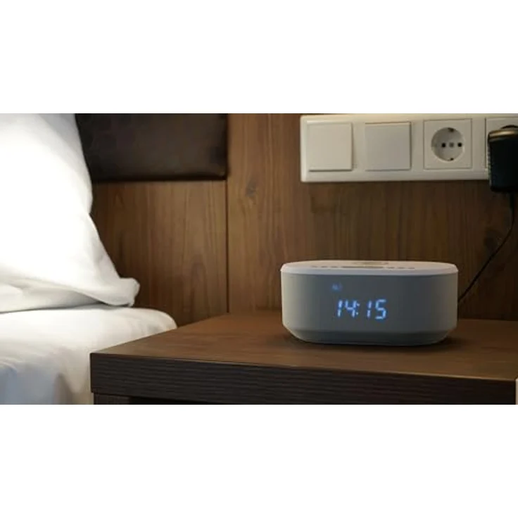 AIC Radiowecker AIC 18 BT, Designer Uhrenradio mit USB, Bluetooth, induktivem Laden, Dual Alarm und weissem LED-Display – Bild 2