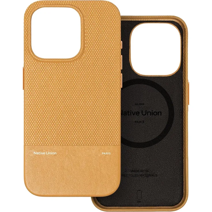 Native Union ReClassic Case für Apple iPhone 16 Pro, gelbe Smartphone Hülle aus pflanzlichen Materialien mit Fallschutz bis 1,8 m, kompatibel mit MagSafe