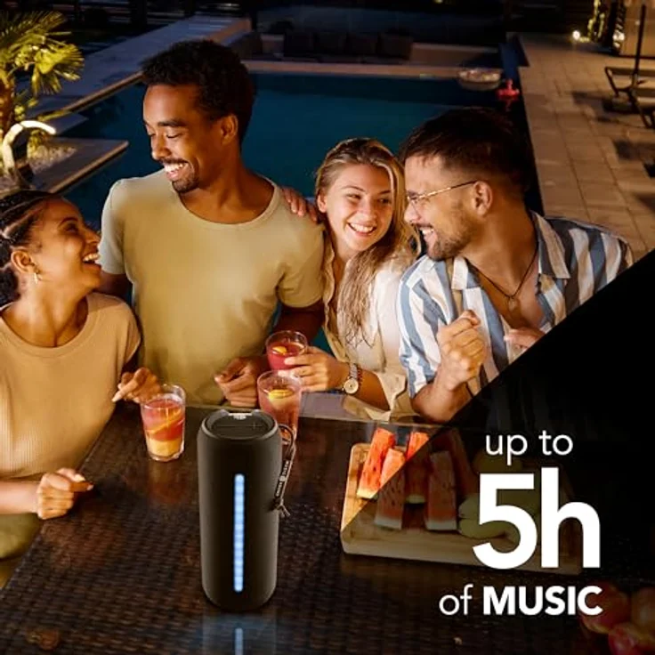 Music Sound Hype 20, Bluetooth-Lautsprecher mit 20 W Leistung, wasserdicht nach IPX6, schwarz, mit RGB-Lichtern und 5 Stunden Spielzeit – Bild 8