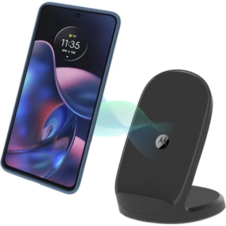 Motorola TurboPower kabelloses Ladegerät, 15 W, Schnellladeständer für Qi-kompatible Handys, Schwarz – Bild 5