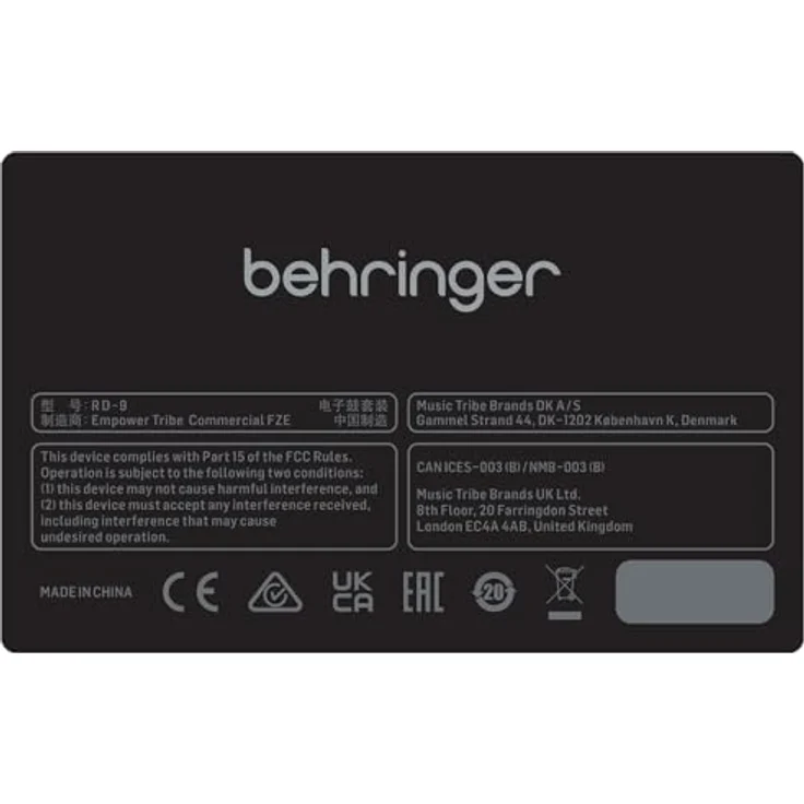 Behringer RD-9 Rhythm Designer, Analoger Drumcomputer mit 256 Patterns, authentischem TR-909 Sound und erweiterem Sequenzer – Bild 6