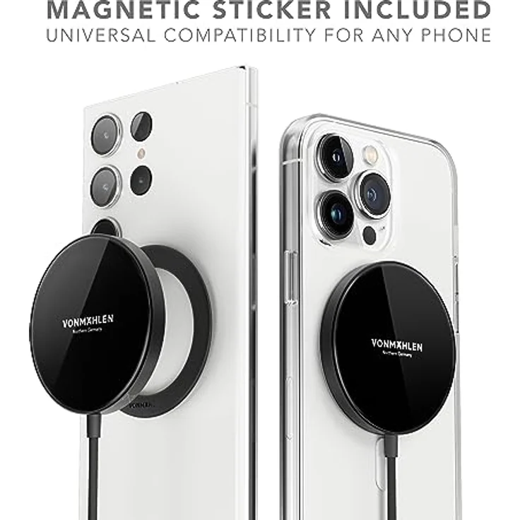 Vonmählen Aura Mini Black (15 W), Wireless Charger, Schnelles Laden mit integrierten Magneten – Bild 3