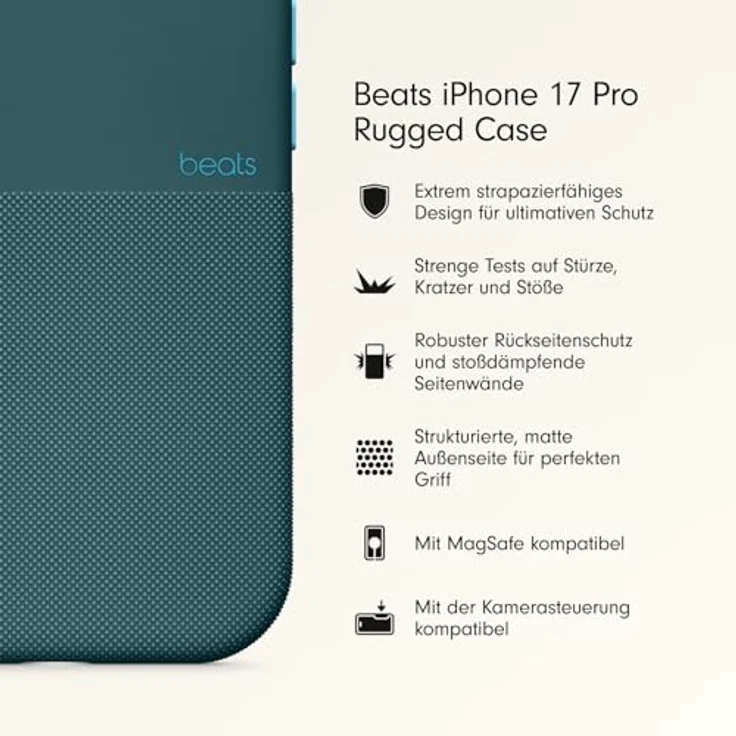 Beats Rugged Case iPhone 17 Pro, Rocky Mountain Blau, MagSafe-kompatibel mit robustem Schutz und Kamerasteuerung – Bild 2