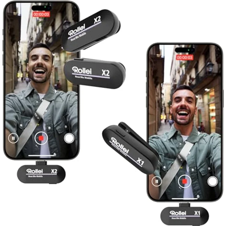Rollei Hear:Me Mobile X1 – Studioqualität Mikrofon mit Noise-Canceling, 5 Stunden Aufnahmezeit, USB-C Kompatibilität, Plug & Play (Schwarz) – Bild 2