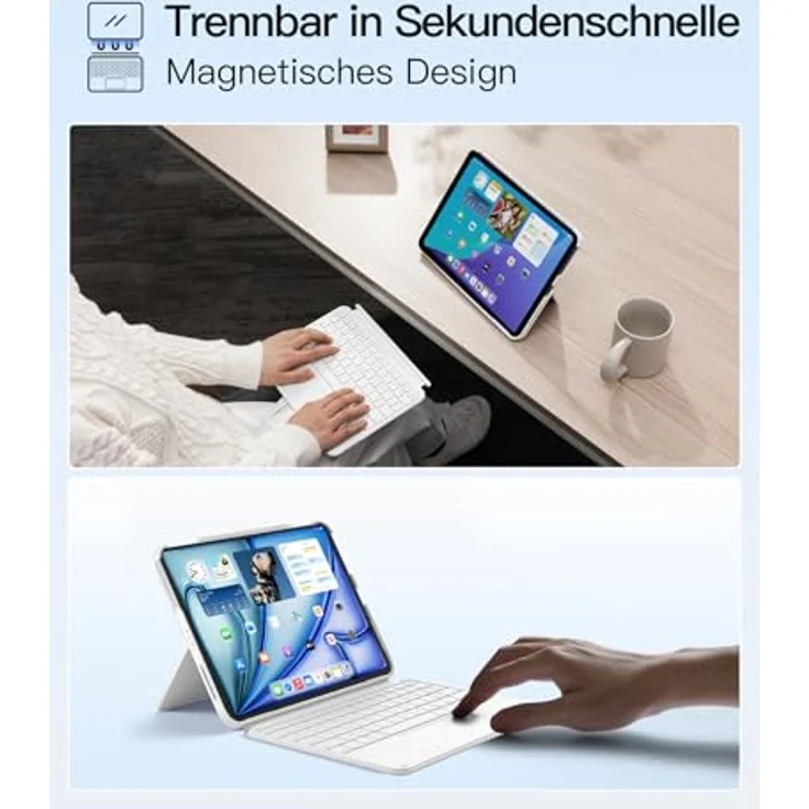 Inateck Hülle mit Tastatur, Ultraleichte Tastatur für iPad 10 Generation, iPad Air 6 11 Zoll 2024, iPad Air 5/4 10.9 Zoll, iPad Pro 11 4/3/2/1 Gen, Abnehmbar, mit Touchpad, QWERTZ, KB04122 - Ultraleicht & Schlank, Magnetisches Design, Kompatibel mit iPad Air 6 11 Zoll 2024, QWERTZ Layout – Bild 5