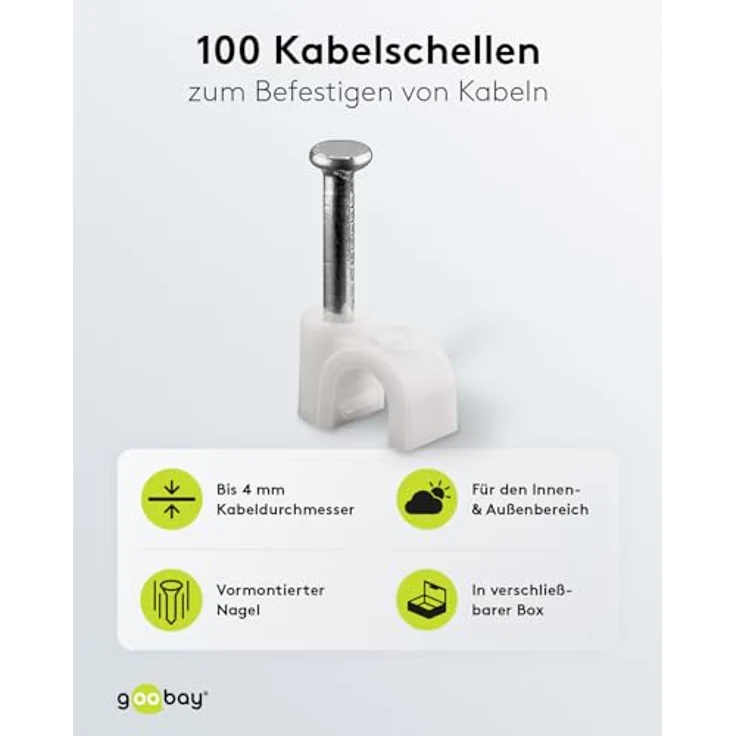 Kabelschelle, weiß - max. Kabeldurchmesser 4,0 mm - 100 Stück – Bild 2