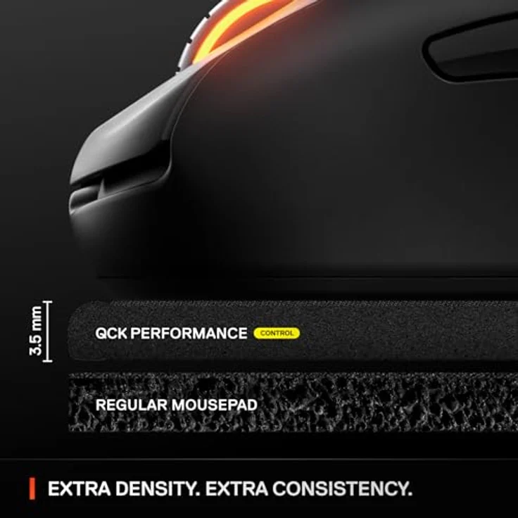 SteelSeries QcK Perf XL - Control, Gaming-Mauspad mit mikrostrukturierter Oberfläche, genähten Kanten und Gummibasis, Schwarz – Bild 7