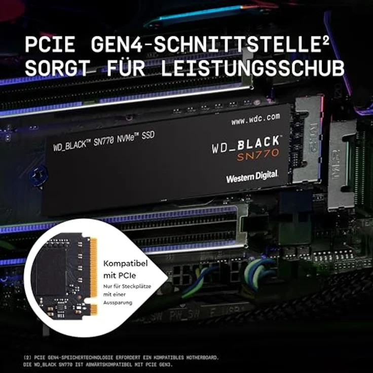 WD Black SSD SN770 NVMe 500GB PCIe Gen4 16GT-s M.2 2280 – Bild 3