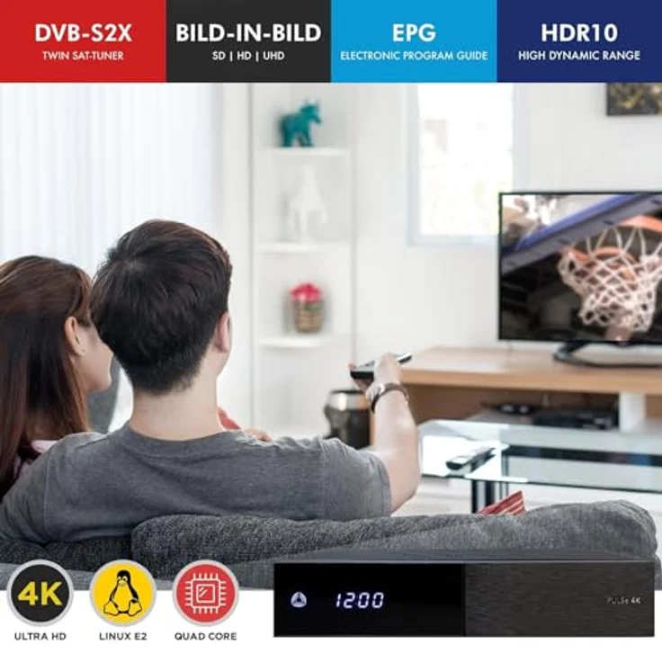 AB Cryptobox Pulse 4K UHD Sat Receiver, 2X DVB-S2X, Linux E2, PVR, H.265, HDR10, 2 GB RAM & 8 GB Flash, schwarz, 1TB – Bild 4