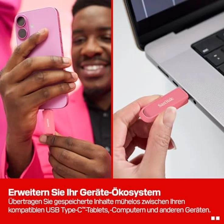 SANDISK Phone Drive USB-C Seastar Pink, 1TB USB Stick mit hoher Übertragungsgeschwindigkeit bis zu 150 MB/s – Bild 3