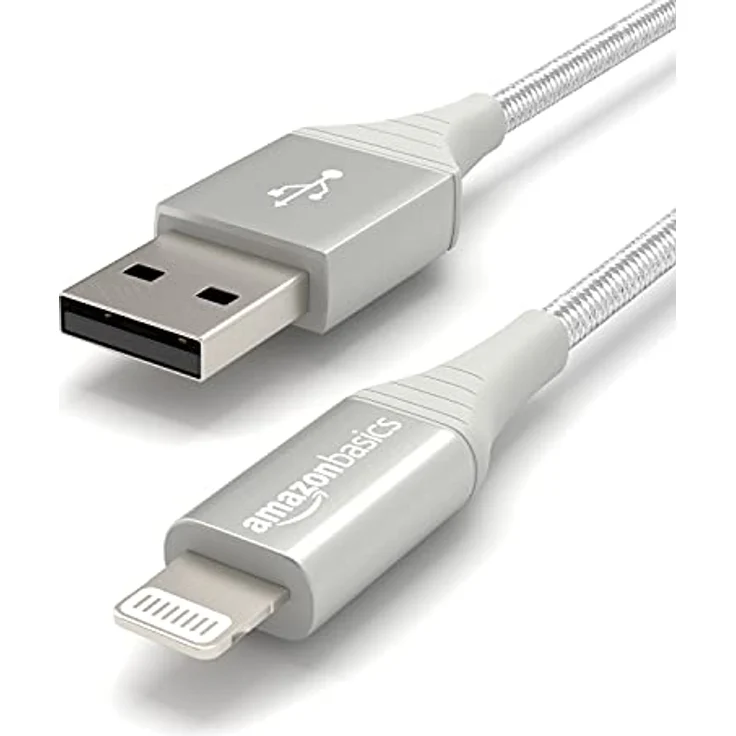 AmazonBasics – Verbindungskabel Lightning auf USB-A, doppelt Nylon-umflochten, fortschrittliche Kollektion, MFi-zertifiziertes Ladekabel für iPhone, silberfarben, 91,2 cm – Bild 3