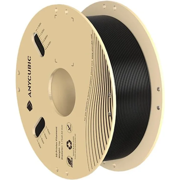 ANYCUBIC PLA 1 KG Filament - Black, hochpräzises 3D-Druckmaterial aus biologisch abbaubarem PLA mit exzellenter Schichthaftung und gleichmäßigen Durchmessern