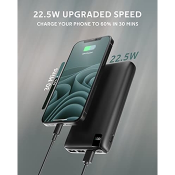 ADDTOP Powerbank 20000mAh Mit 65W Schnellladung – Für Laptop & Handy, USB-C, 3 Anschlüsse