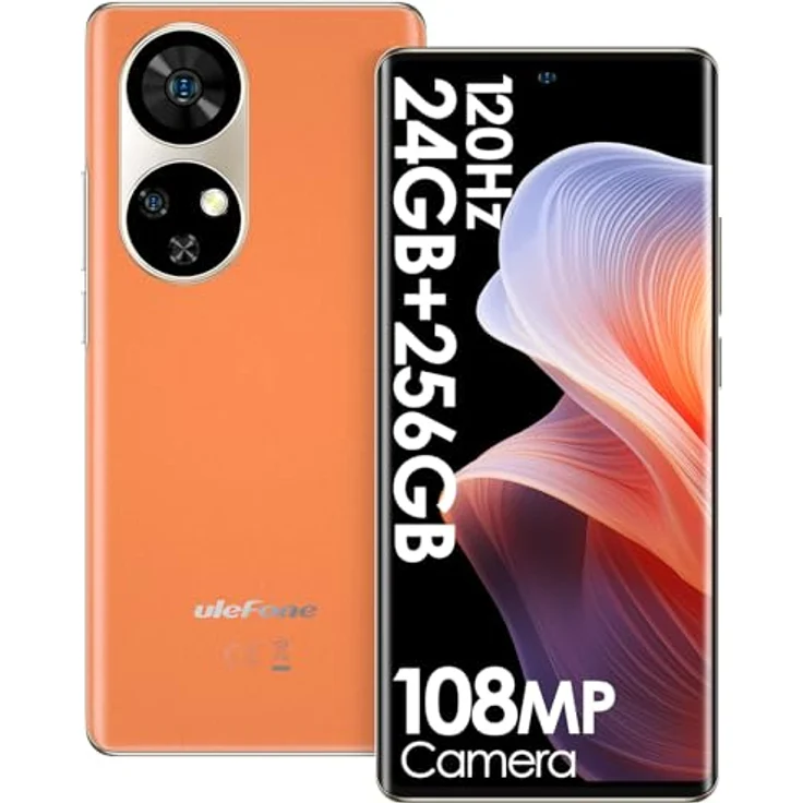 Ulefone Note 17 Pro Smartphone Ohne Vertrag, 24GB+256GB 108MP+32MP MediaTek Helio G99 6,78" FHD+ 2.4K AMOLED 120Hz Android 13 Handy 33W 5050mAh 4G Dual SIM Fingerabdruck ID NFC 2 Jahre Garantie-Orange – Bild 1