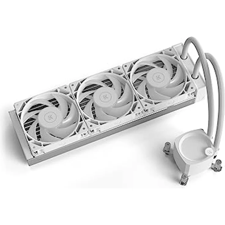 EK Water Blocks EK-Nucleus AIO CR360 Lux D-RGB - 360 mm All-in-One Liquid CPU Kühler mit EK FPT Lüftern, Wasserkühlung Computerteile, 120 mm Lüfter, kompatibel mit den esten Intel & AMD CPUs, White – Bild 2