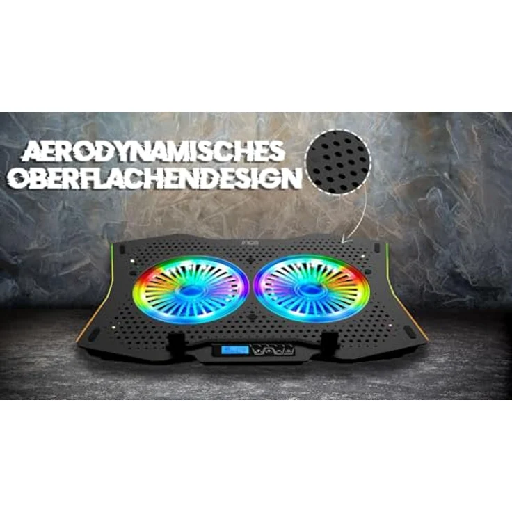 INCA INC-606TGS Notebook-Ständer mit Kühlfunktion, höhenverstellbar, USB-Hub und RGB-Lüfter mit 10 Lichteffekten – Bild 6