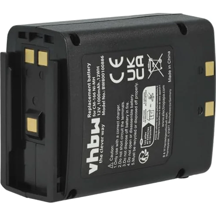 VHBW Akku, geeignet für Funkgerät, Walkie Talkie Icom IC-A22, IC-A22E, IC-A3, IC-A3E 1000 mAh, 12 V, NiMH – Bild 3