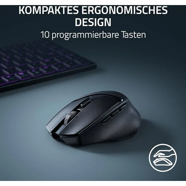 Razer Basilisk Mobile, Ergonomische kabellose Gaming-Maus mit Focus X 18K Sensor, Tri-Mode-Konnektivität, bis zu 105 Stunden Akkulaufzeit, Schwarz – Bild 2