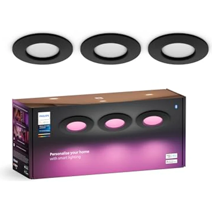 PHILIPS Hue White & Color Ambience Slim Recessed, 90mm 3er Pack, Smarter Deckenspot mit kalt-warmweißem Licht und 16 Millionen Farben – Bild 1