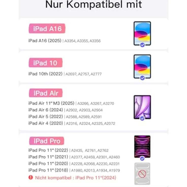 Inateck Hülle mit Tastatur, Ultraleichte QWERTZ-Tastatur mit Touchpad für iPad 10/11 Gen. A16 (2025), iPad Air 11" M3/M2 (2025/2024), Pro 11, abnehmbar, 450g leicht – Bild 4