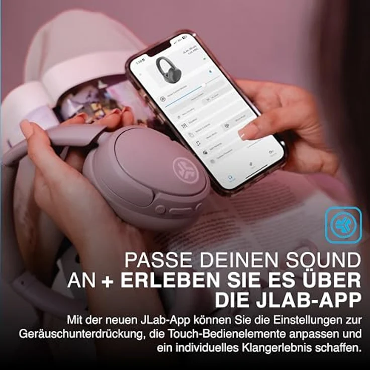 JLab JBuds LUX ANC Smart-Kopfhörer mit aktiver Geräuschunterdrückung – Kabellose Over-Ear-Kopfhörer mit Mikrofon, 70+ Stunden Spielzeit, Faltbare Bluetooth, Multipoint und anpassbarem Sound, Mauve – Bild 4