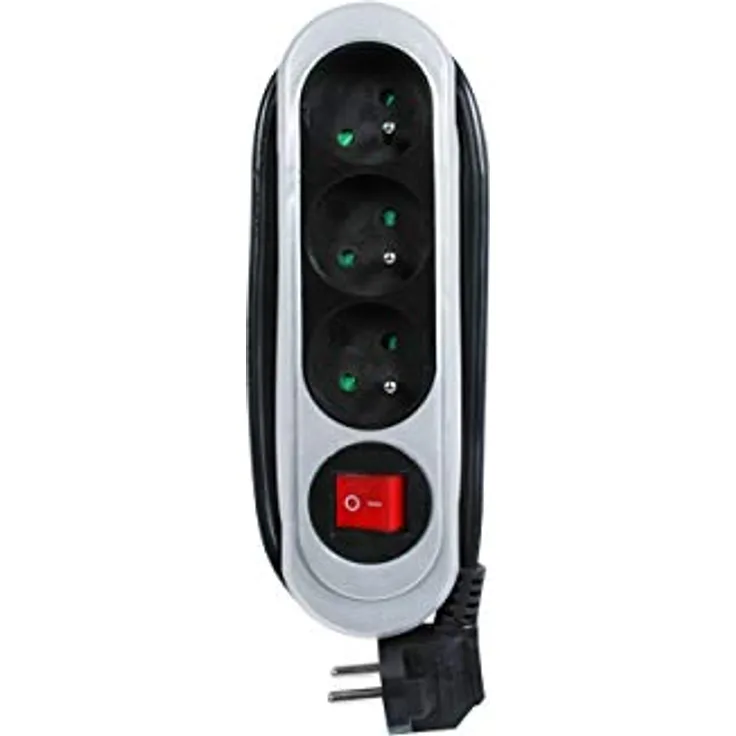 Debflex 716158 Nola Mehrfachsteckdose, 3 Steckdosen, 2P+T, 16 A, mit Schalter