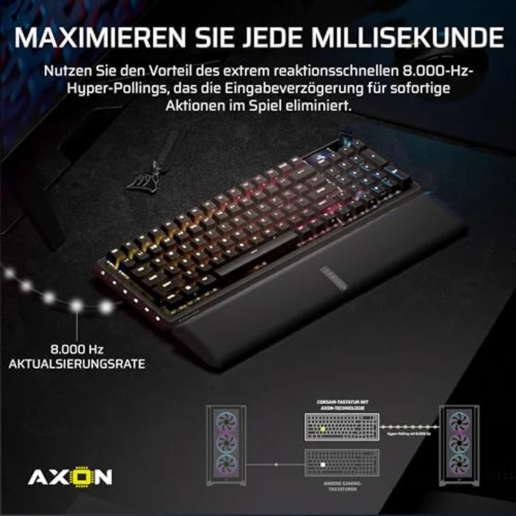 Corsair Vanguard PRO 96 Gaming-Tastatur, MGX Hall-Schalter, 8.000 Hz, Rapid Trigger, LCD, RGB, 96 % Layout – Bild 3