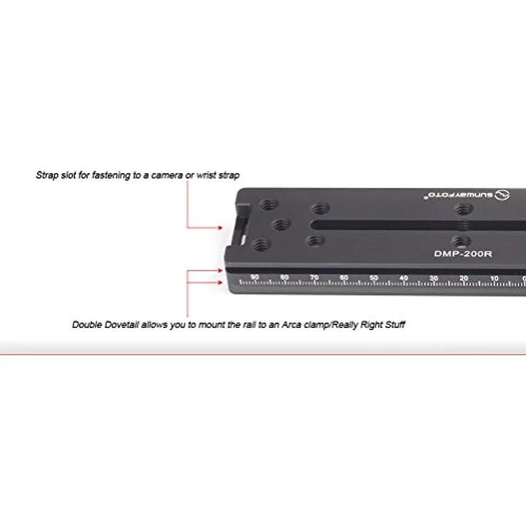 Sunwayfoto Nodal-Schiene DMP 200R mit Drehknopf, Präzisions-Aluminium, kompatibel mit QR-Systemen von RRS, Wimberley, Arca Swiss und mehr – Bild 5