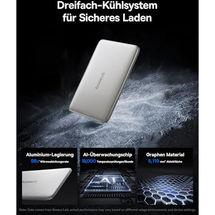 Baseus Magsafe Power Bank Ultra Slim, Magnetische Powerbank 5000mAh für iPhone 16/15/14, USB-C PD 20W, Mini Wireless mit LED-Display, Farbe Titan – Bild 4