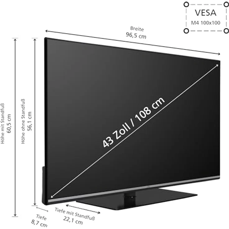 JVC VIDAA LT-43VDQ6555, 43 Zoll QLED Smart TV mit 4K UHD, Dolby Vision, Dolby Atmos und integriertem Triple-Tuner, schwarz – Bild 3