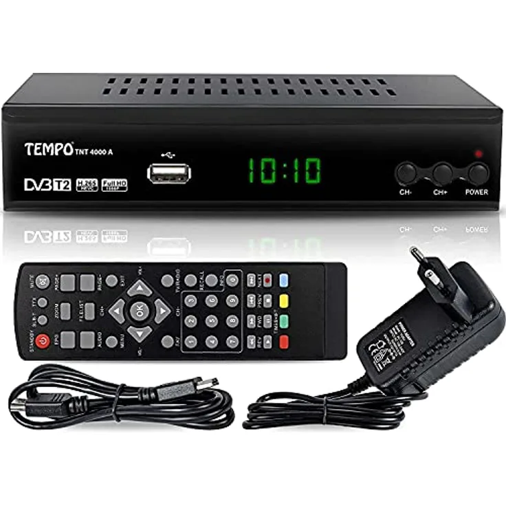 hd-line Tempo 4000 A DVBT2 Receiver Full HD 1080P 4K für TV (HEVC/H.265 HDMI SCART, USB 2.0, DVBT-2, DVB-T2, DVB T2, DVBT 2), Reciver, Resiver, Empfänger, Schwarz, tmp4000