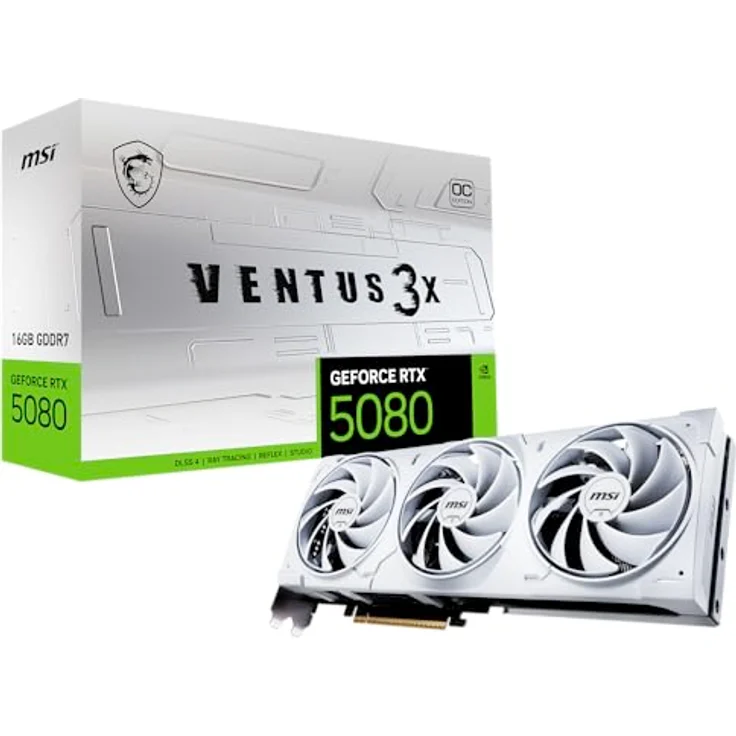 MSI GeForce RTX 5080 16G Ventus 3X OC White Grafikkarte - 16GB GDDR7, Boost: 2640 MHz, HDMI 2.1b, DisplayPort 2.1b – Bild 1