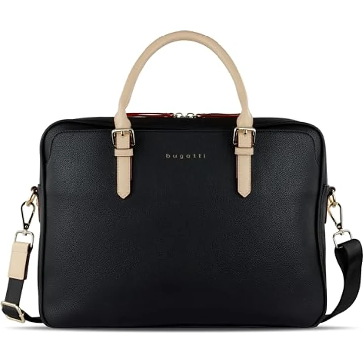 Bugatti Aktentasche Ella Briefcase, edle Laptop-Tasche mit unterteiltem Hauptfach, schwarz – Bild 2