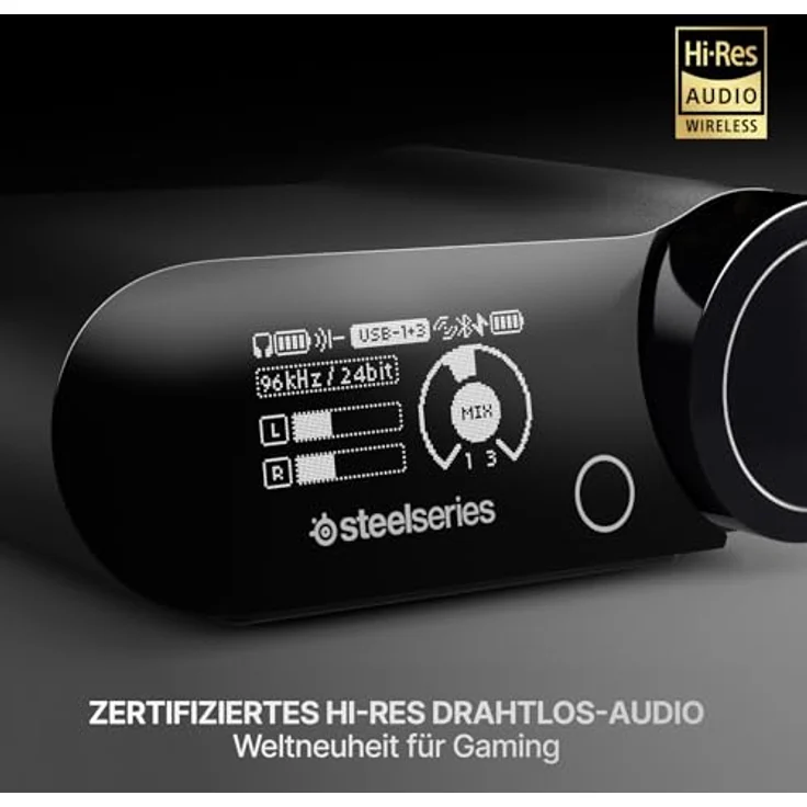SteelSeries Arctis Nova Elite Hi-Res Wireless Gaming Headset, 96 kHz/24 Bit, Carbonfaser, ANC, KI-Geräuschunterdrückung, 2,4GHz + BT, Multi-Source-Mix, OmniPlay für PC, PlayStation, Xbox, Schwarz – Bild 2