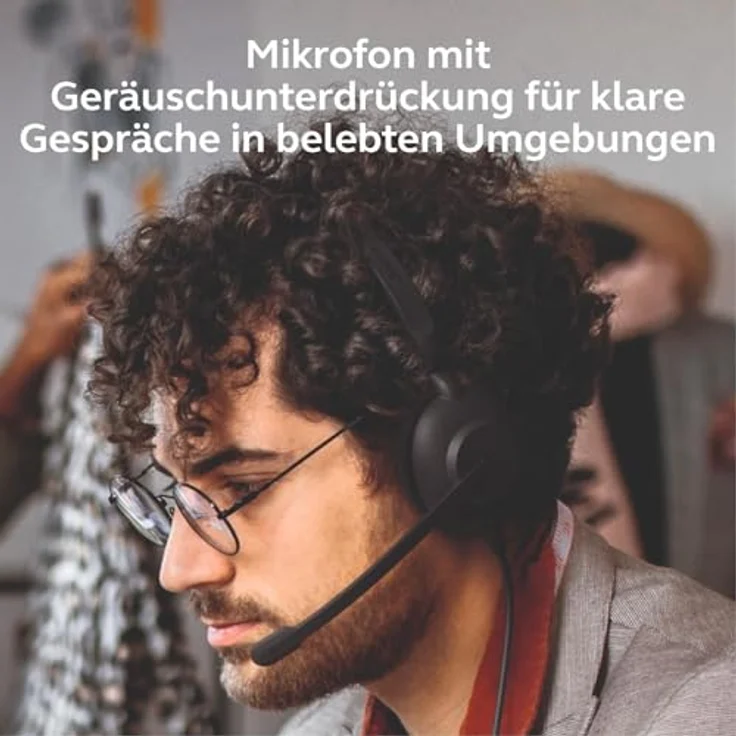 Jabra Evolve 10 Büro-Headset, Mikrofon mit Geräuschunterdrückung, kompaktes, leichtes Design, um 270 Grad drehbarer Auslegerarm, kabelgebundene USB-A-Verbindung, Schwarz – Bild 3