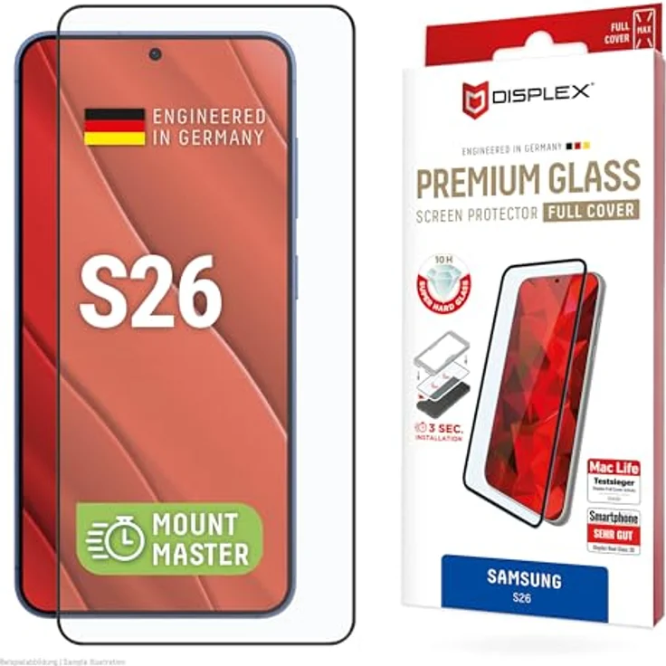 Displex Real Glass MM für Samsung Galaxy S26, Premium Displayschutzfolie mit DISPLEX Mount Master – Bild 1