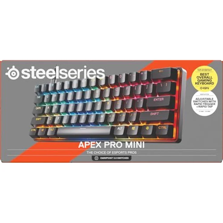 SteelSeries Apex Pro Mini Gen 3, kompakte Gaming-Tastatur mit magnetisch-mechanischen Schaltern, RGB-LED-Hintergrundbeleuchtung, USB kabelgebunden, schwarz – Bild 11