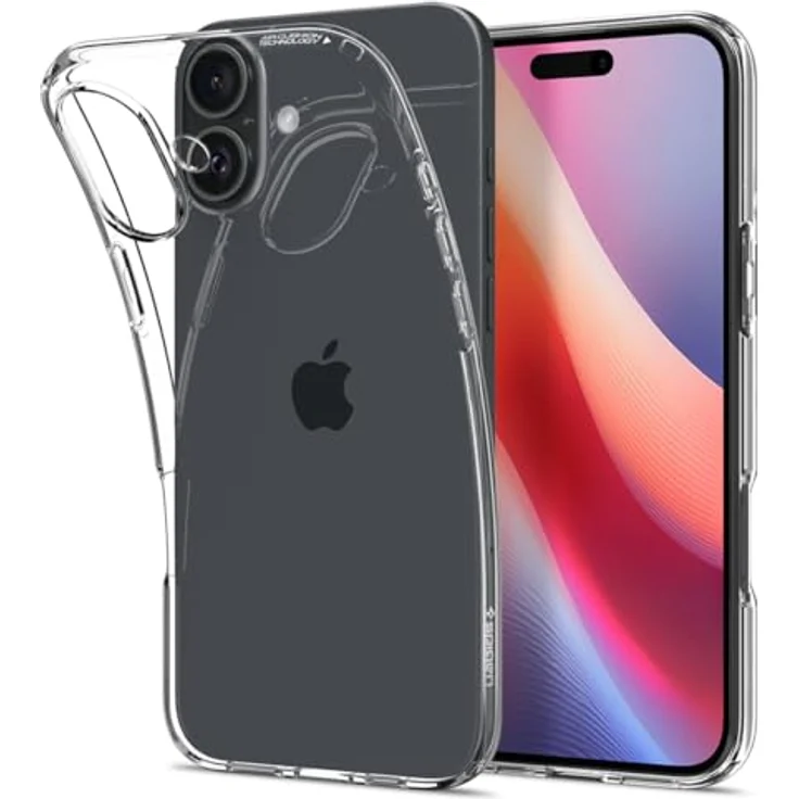 Spigen Liquid Crystal Hülle Kompatibel mit iPhone 16 -Crystal Clear, Transparentes TPU Material, Schutz für Display und Kamera, Air Cushion Technologie, Maßgeschneidert für alle Anschlüsse – Bild 1