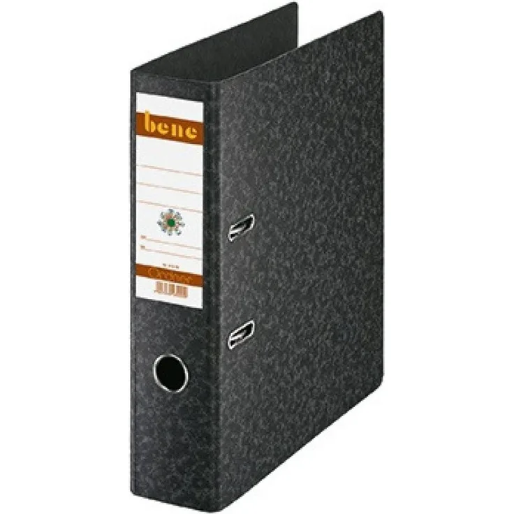 bene Aktenordner Hartpappe Ordner schwarz marmoriert Karton 8,0 cm DIN A4, extra starker No.1-Mechanismus