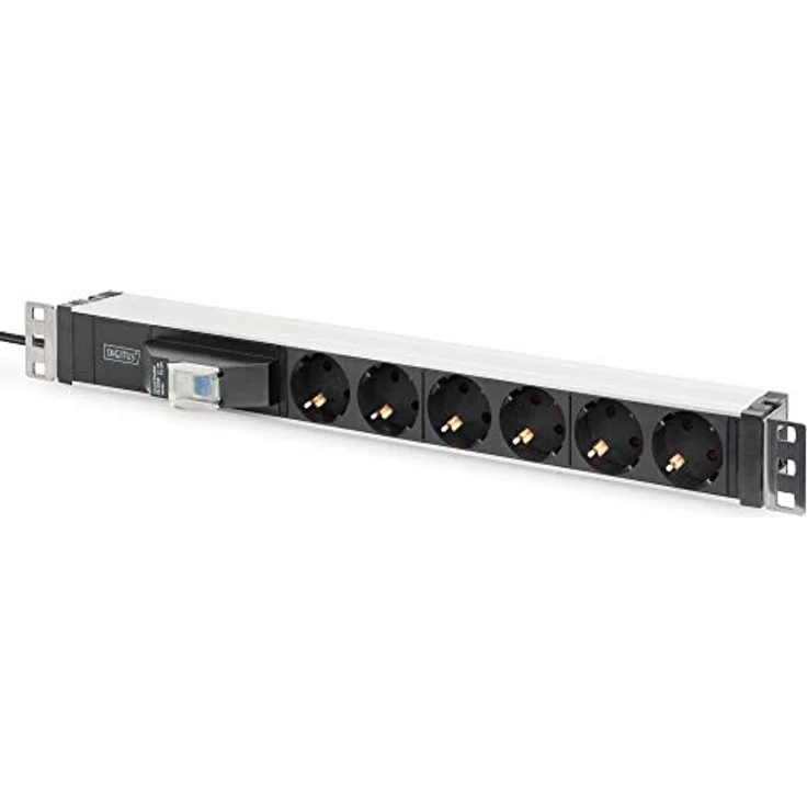 DIGITUS 1HE Aluminium Steckdosenleiste, Rack Mount, 6X Schutzkontakt, 16A, 4000W, 250VAC 50-60Hz, – Bild 2