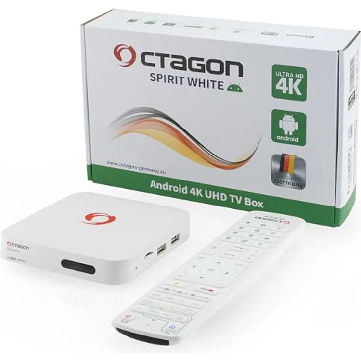 Octagon Spirit White 4K UHD Android TV Box, 32GB Flash, Dual Band WiFi, Bluetooth 5.1, Sprachsteuerung, HDR10+ – Bild 3